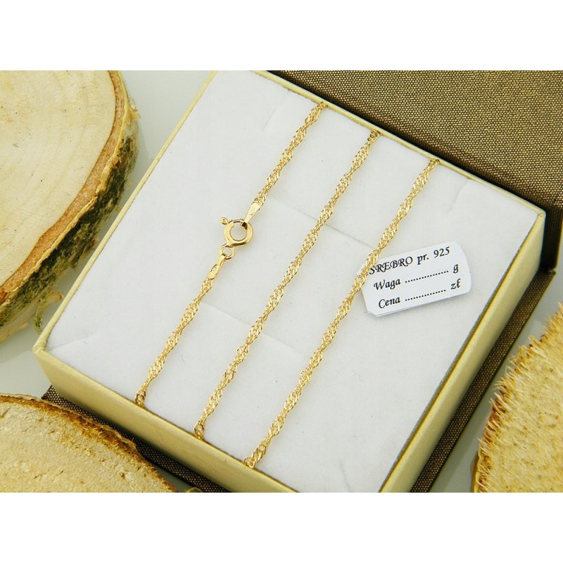 Łańcuszek damski Singapur srebro próby 925 pozłacane