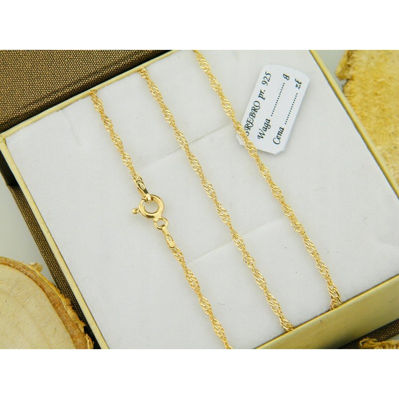 Łańcuszek damski Singapur srebro próby 925 pozłacane