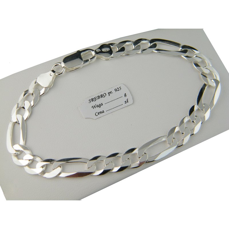 Bransoletka męska Figaro szerokość 8mm srebro próby 925