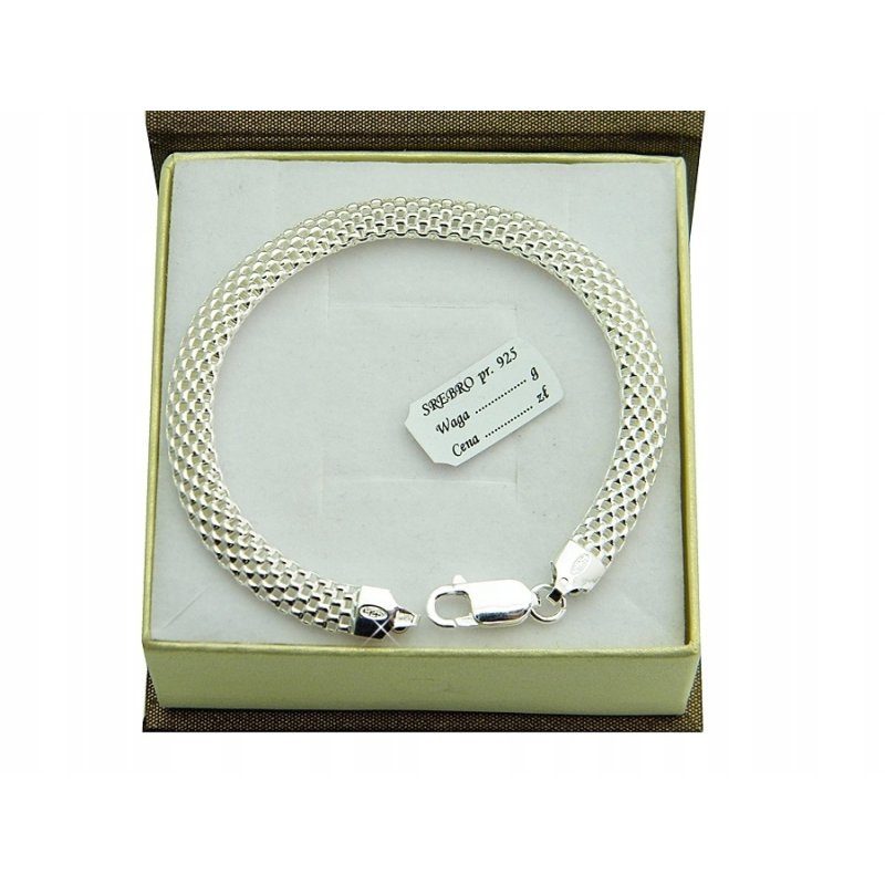 Bransoletka damska ażurowa Tuba szerokość 6,2mm srebro próby 925