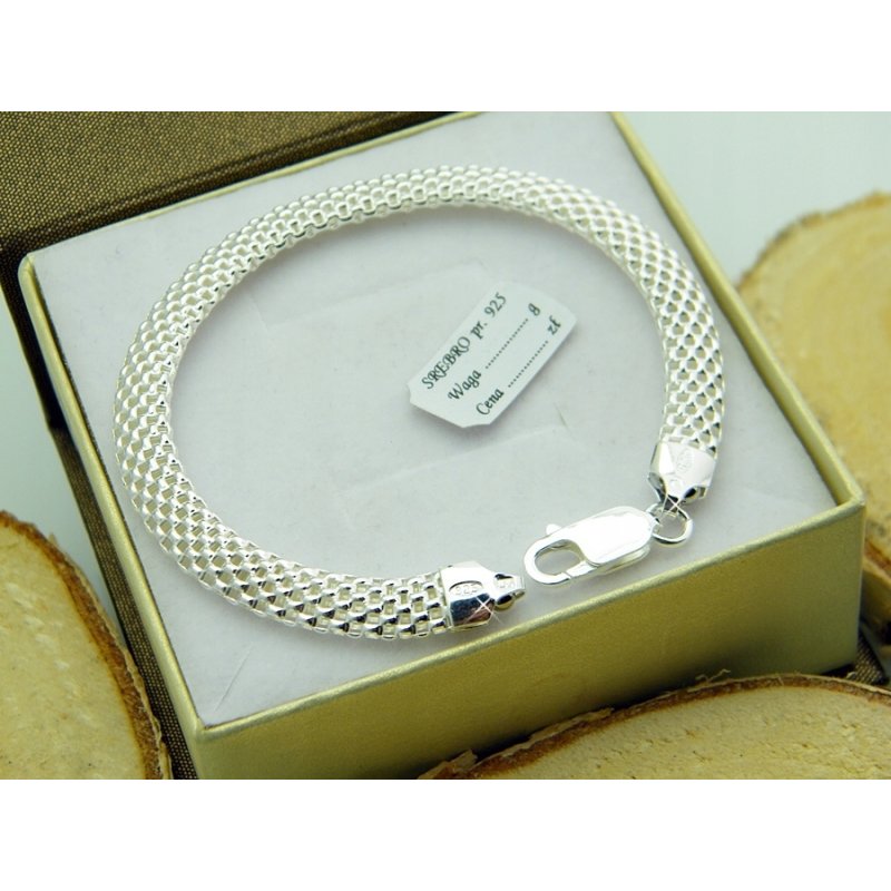 Bransoletka damska ażurowa Tuba szerokość 6,2mm srebro próby 925