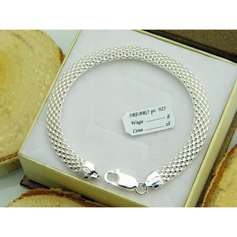 Bransoletka damska ażurowa Tuba szerokość 6,2mm srebro próby 925