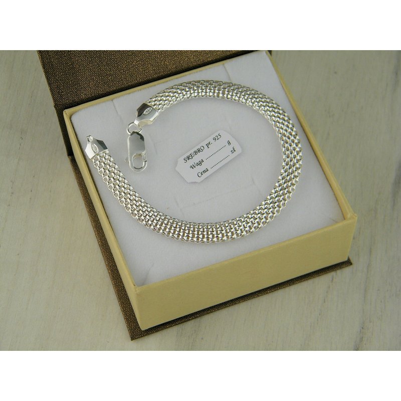 Bransoletka damska ażurowa Tuba szerokość 6,2mm srebro próby 925