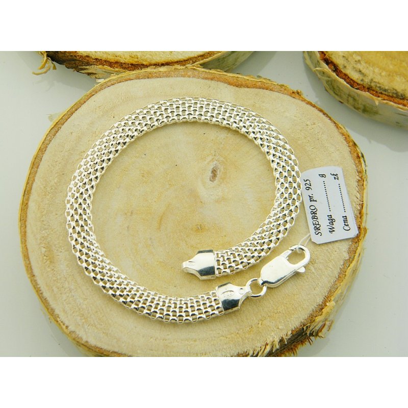 Bransoletka damska ażurowa Tuba szerokość 6,2mm srebro próby 925