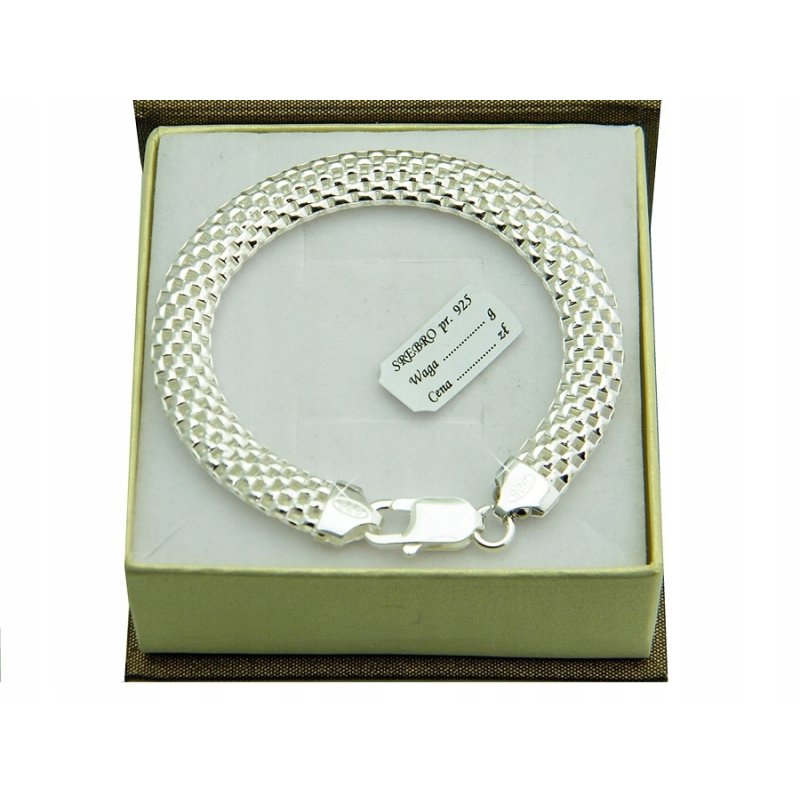 Bransoletka damska ażurowa Tuba szerokość 8mm srebro próby 925