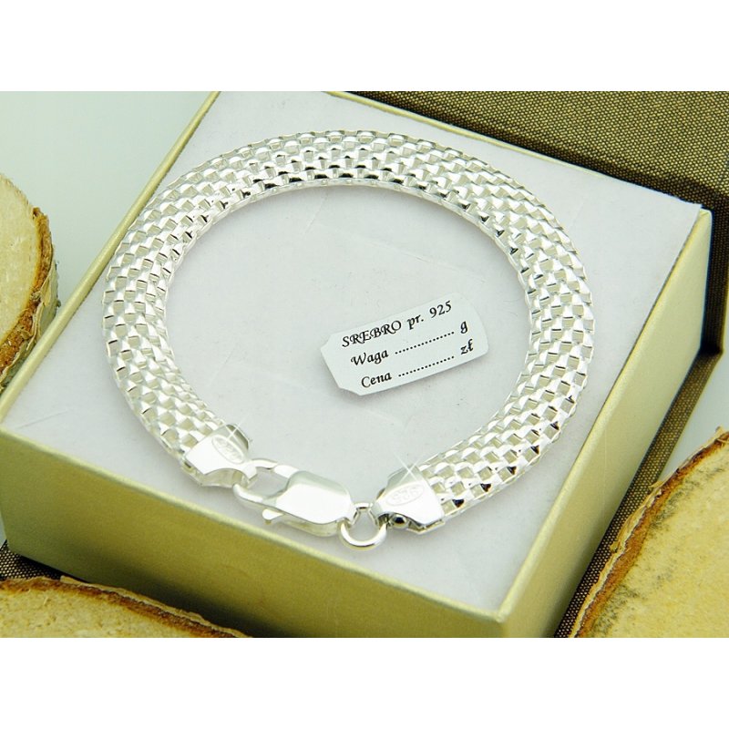 Bransoletka damska ażurowa Tuba szerokość 8mm srebro próby 925