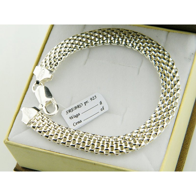 Bransoletka damska ażurowa Tuba szerokość 8mm srebro próby 925