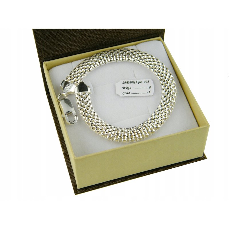 Bransoletka damska ażurowa Tuba szerokość 8mm srebro próby 925