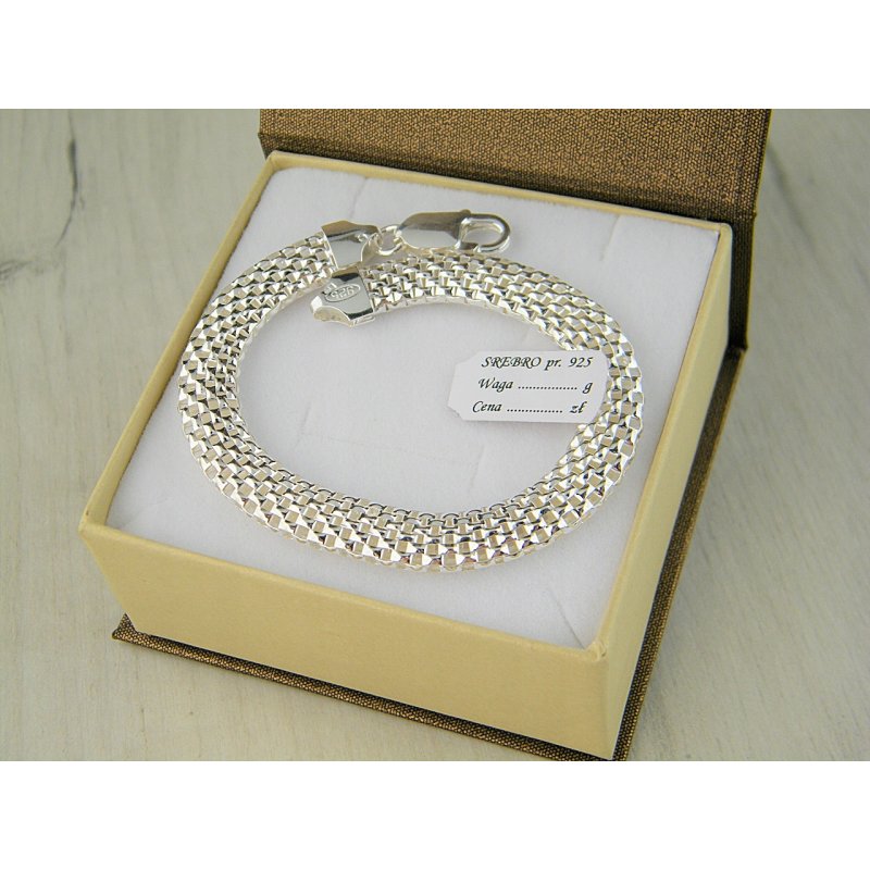 Bransoletka damska ażurowa Tuba szerokość 8mm srebro próby 925