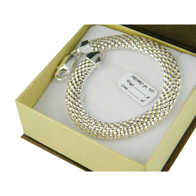 Bransoletka damska ażurowa Tuba szerokość 8mm srebro próby 925