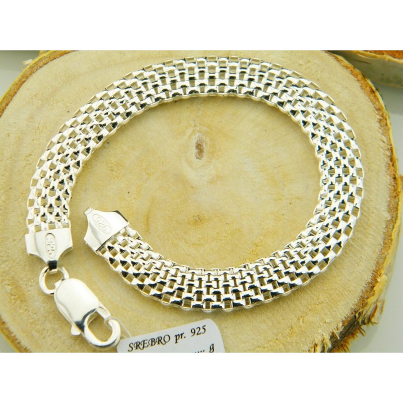 Bransoletka damska ażurowa Tuba szerokość 8mm srebro próby 925