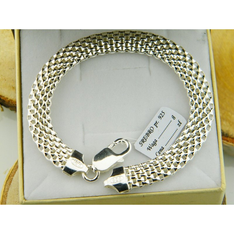 Bransoletka damska ażurowa Tuba szerokość 8mm srebro próby 925