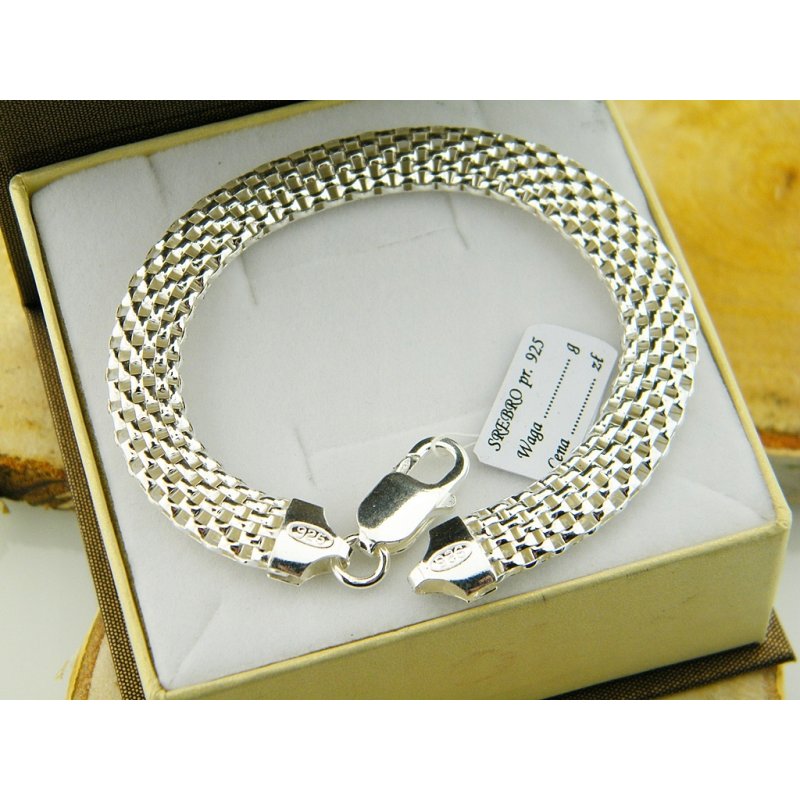 Bransoletka damska ażurowa Tuba szerokość 8mm srebro próby 925