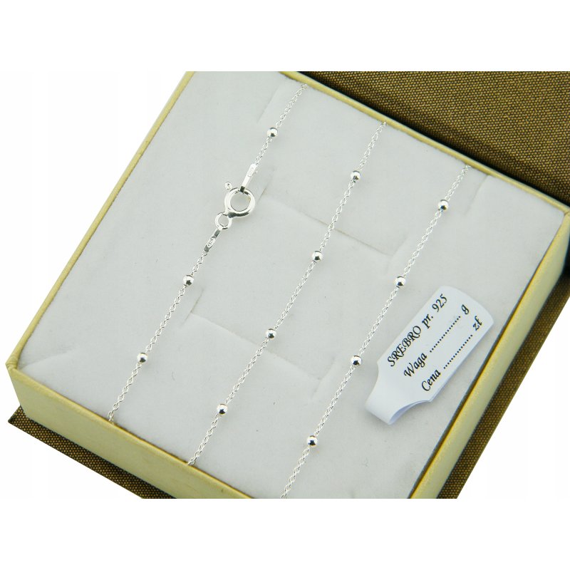 Łańcuszek damski Ankier z kuleczkami srebro próby 925