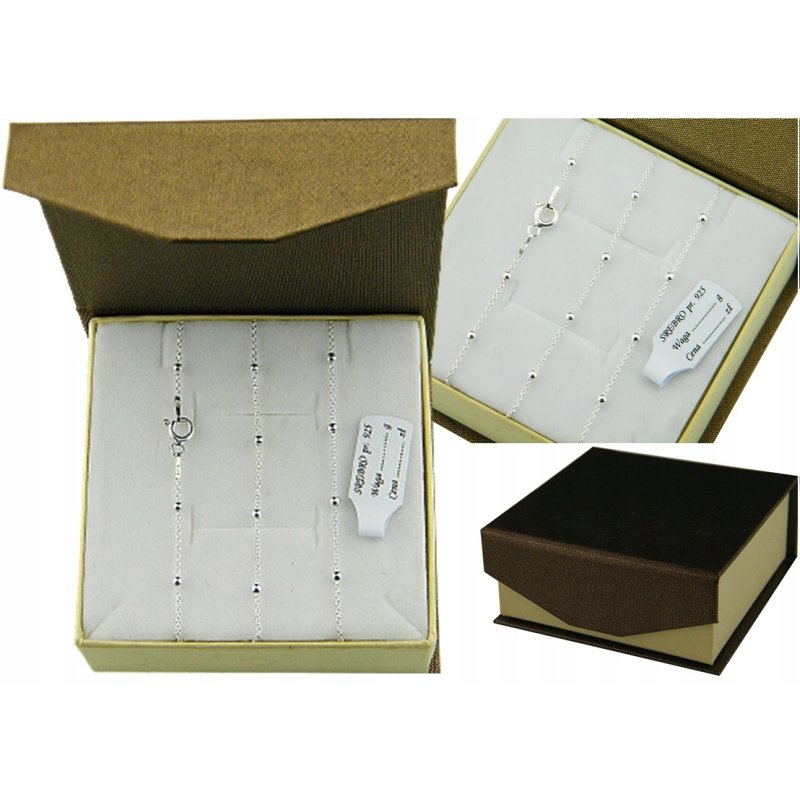 Łańcuszek damski Ankier z kuleczkami srebro próby 925