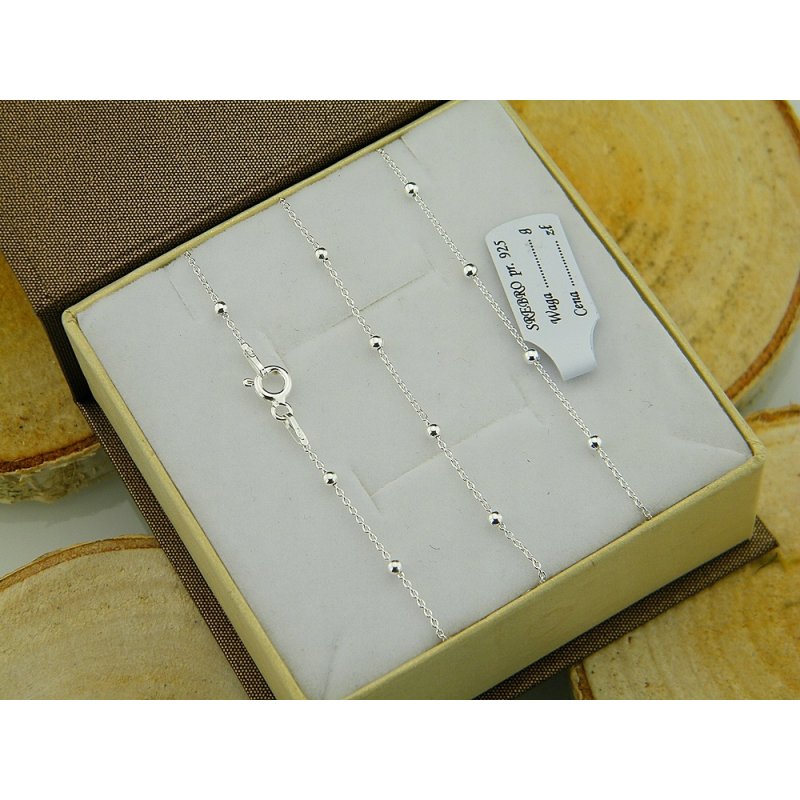 Łańcuszek damski Ankier z kuleczkami srebro próby 925