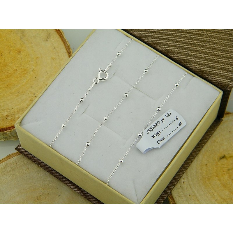 Łańcuszek damski Ankier z kuleczkami srebro próby 925