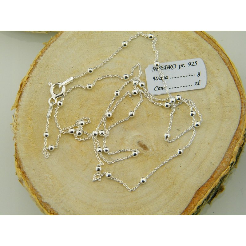 Łańcuszek damski Ankier z kuleczkami srebro próby 925