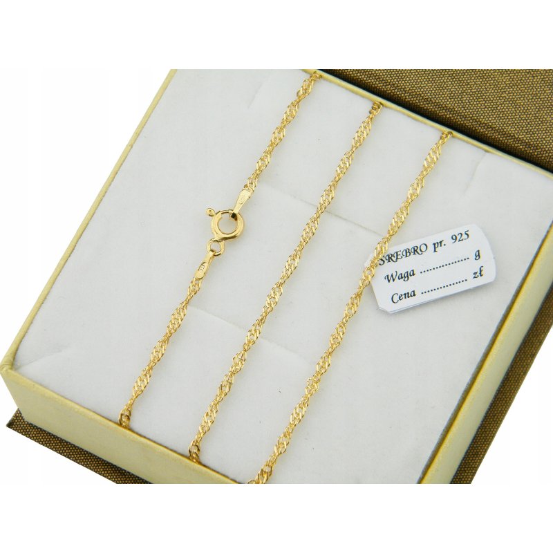 Łańcuszek damski Singapur srebro próby 925 pozłacane