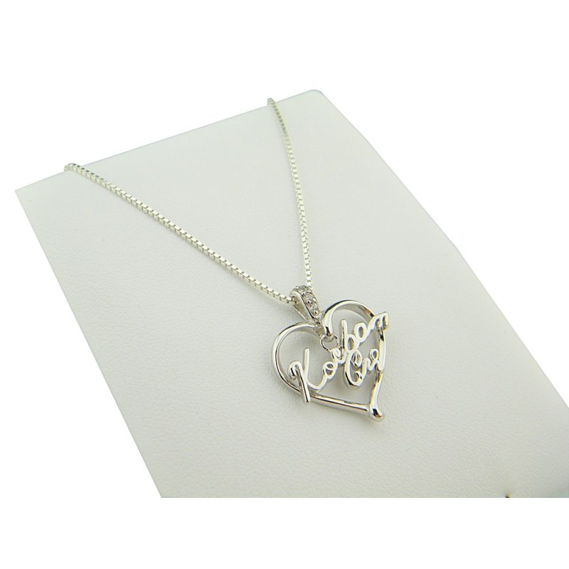 Łańcuszek damski z serduszkiem Kocham Cię srebro próby 925