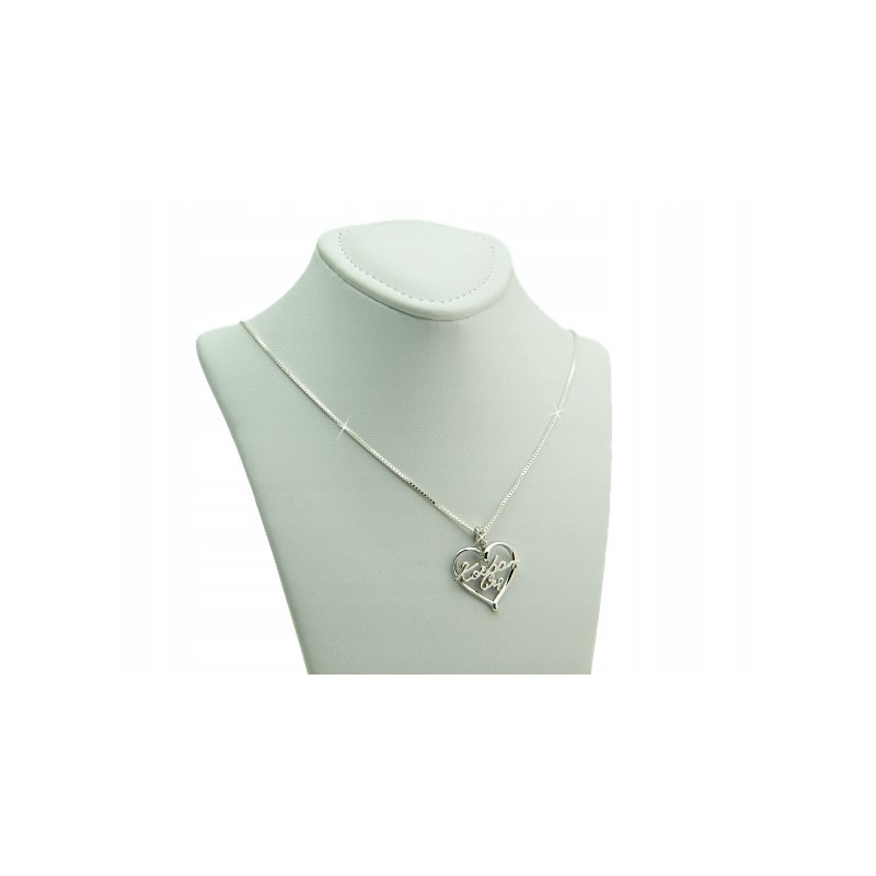 Łańcuszek damski z serduszkiem Kocham Cię srebro próby 925