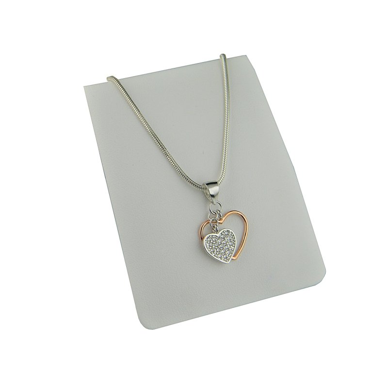 Łańcuszek damski z podwójnym sercem srebro próby 925