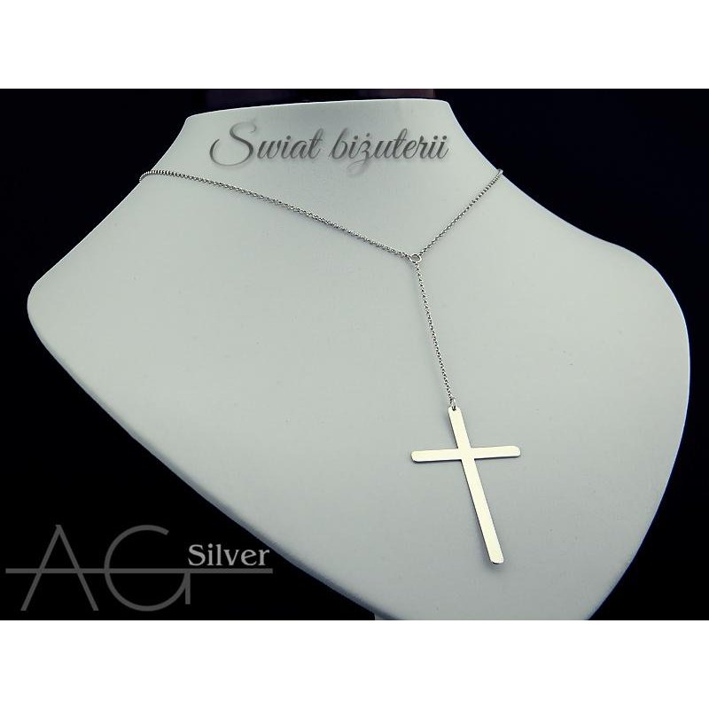 Naszyjnik damski celebrytka z krzyżykiem srebro próby 925