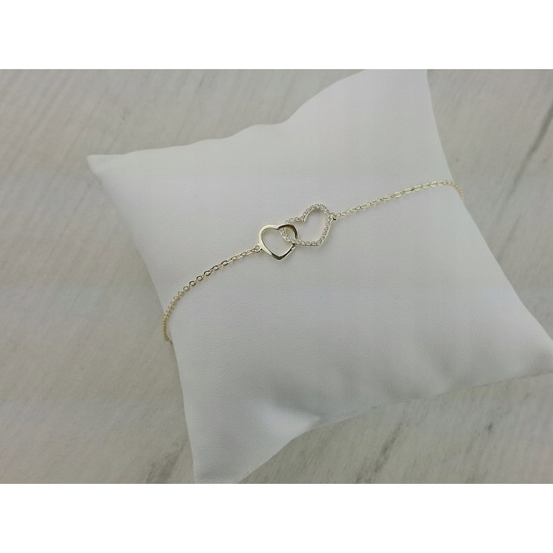 Bransoletka damska z serduszkami i cyrkoniami  srebro próby 925 pozłacane