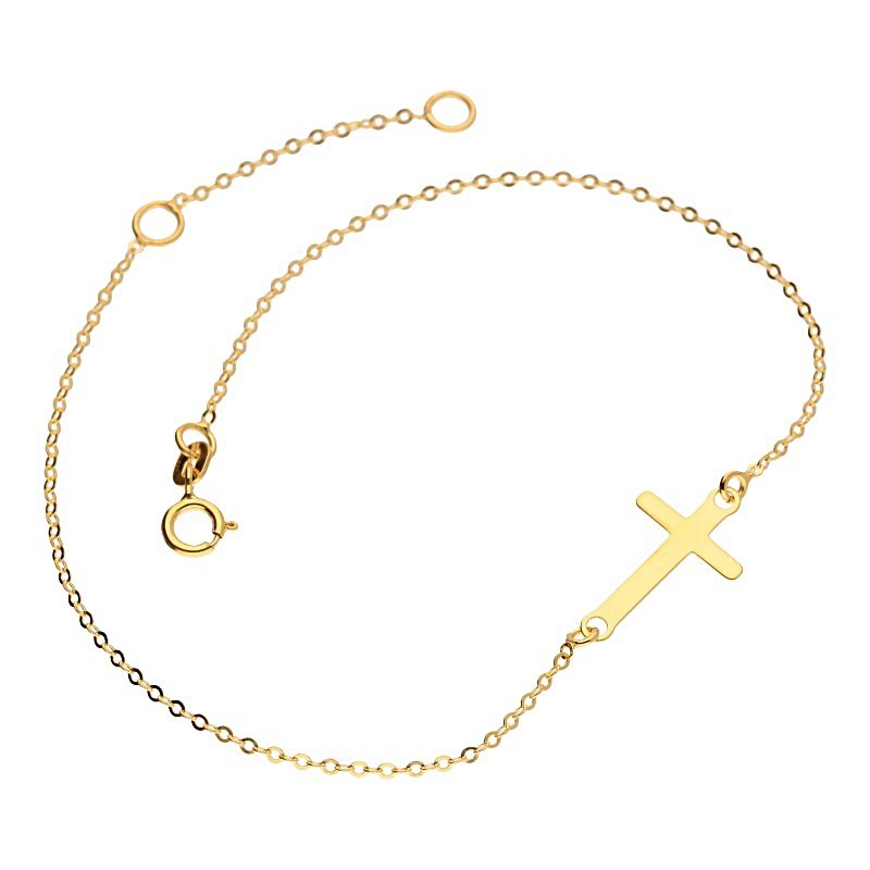 Złota bransoletka celebrytka z krzyżykiem próby 333