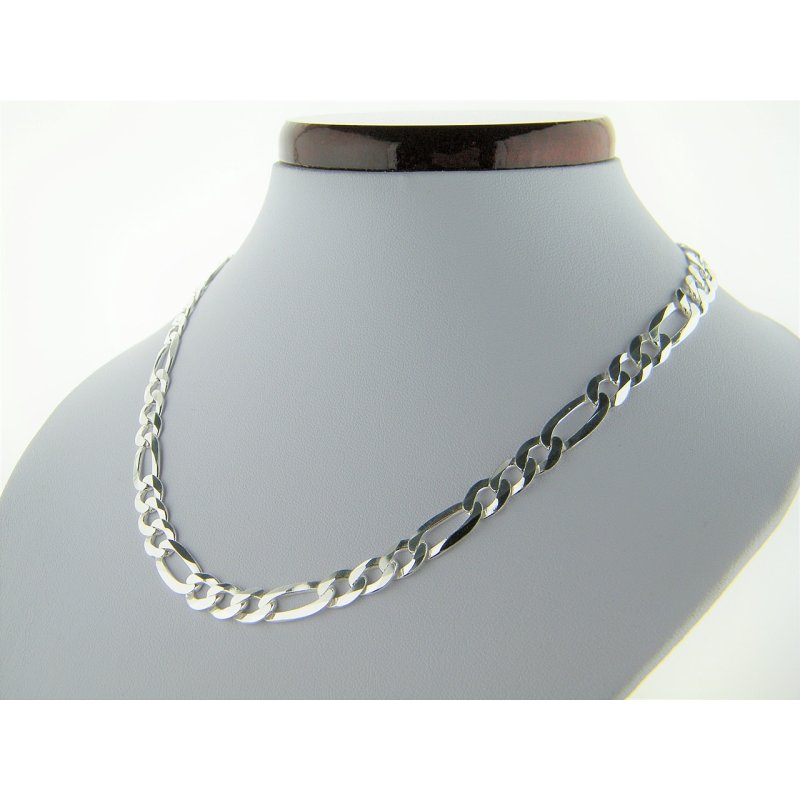 Męski łańcuszek Figaro długość 60cm szerokość 8mm srebro próby 925