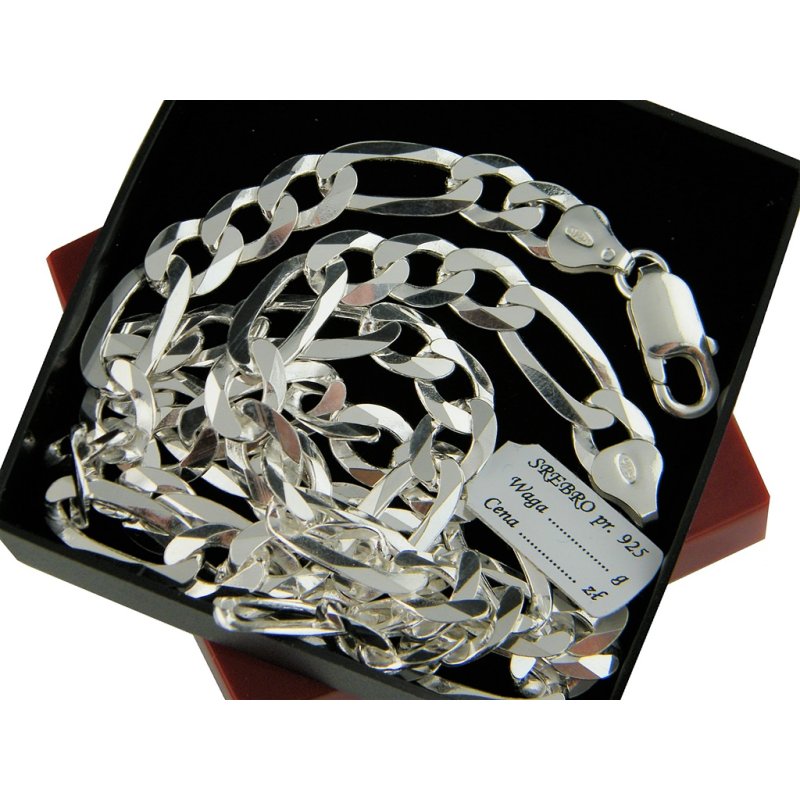 Męski łańcuszek Figaro długość 55cm szerokość 8mm srebro próby 925