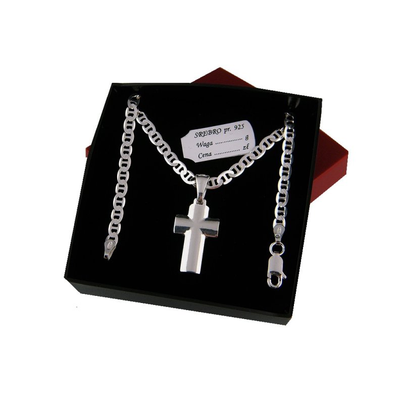 Łańcuszek męski Marina z Krzyżykiem srebro próby 925