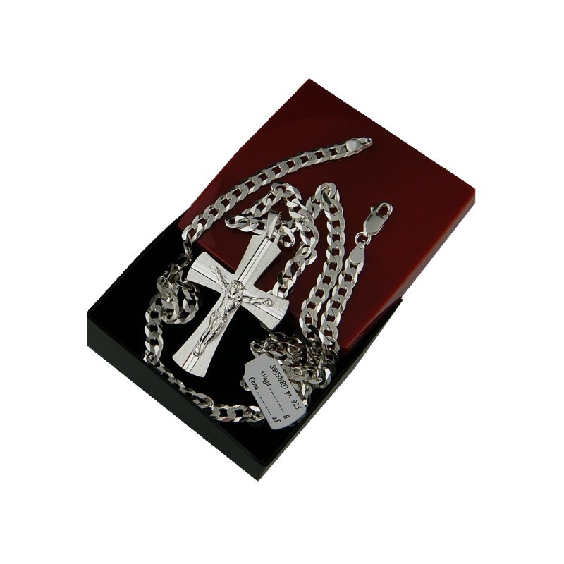 Łańcuszek męski pancerka z krzyżykiem srebro próby 925