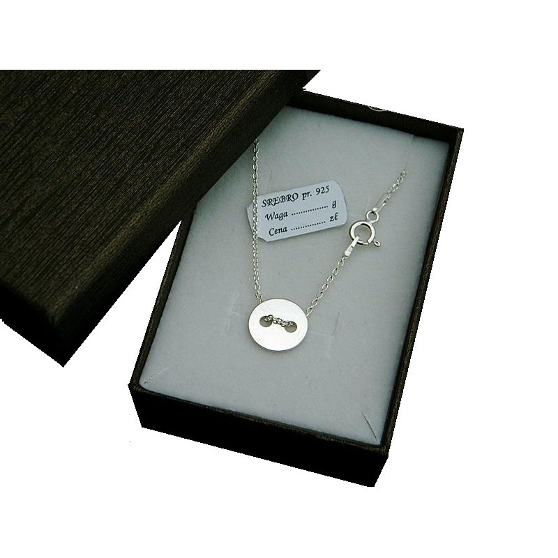 Naszyjnik damski celebrytka z guziczkiem srebro próby 925