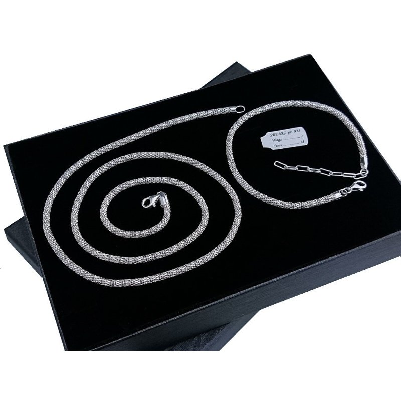 Komplet damski łańcuszek z bransoletką srebro próby 925