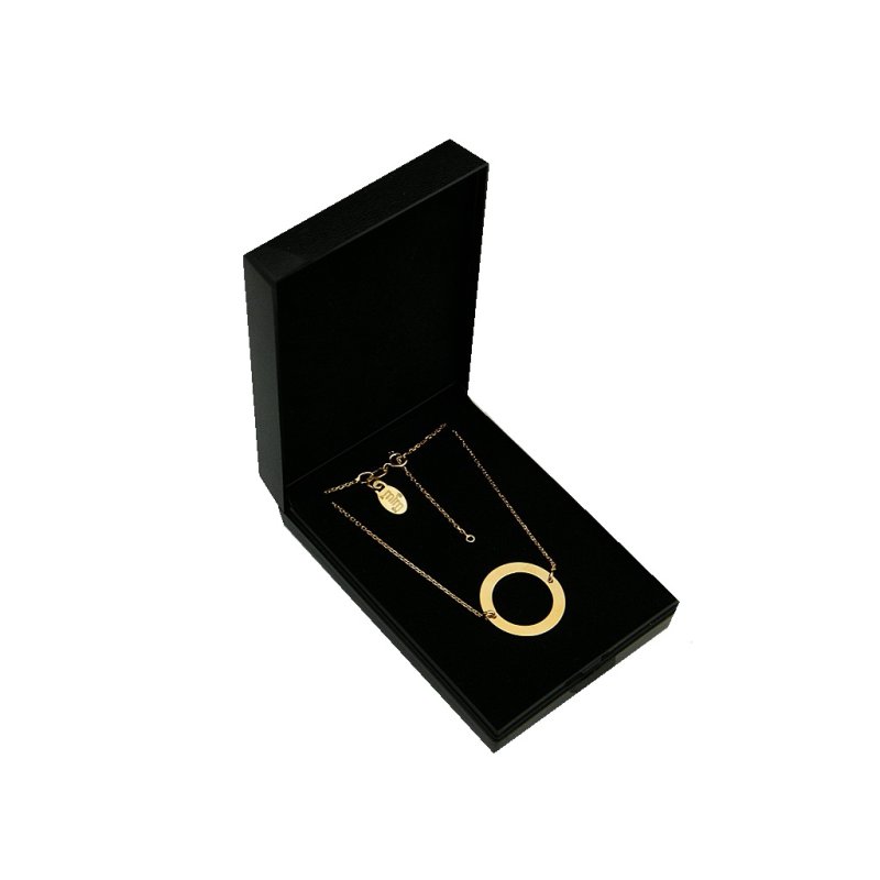 Naszyjnik damski celebrytka duży Ring srebro pozłacane