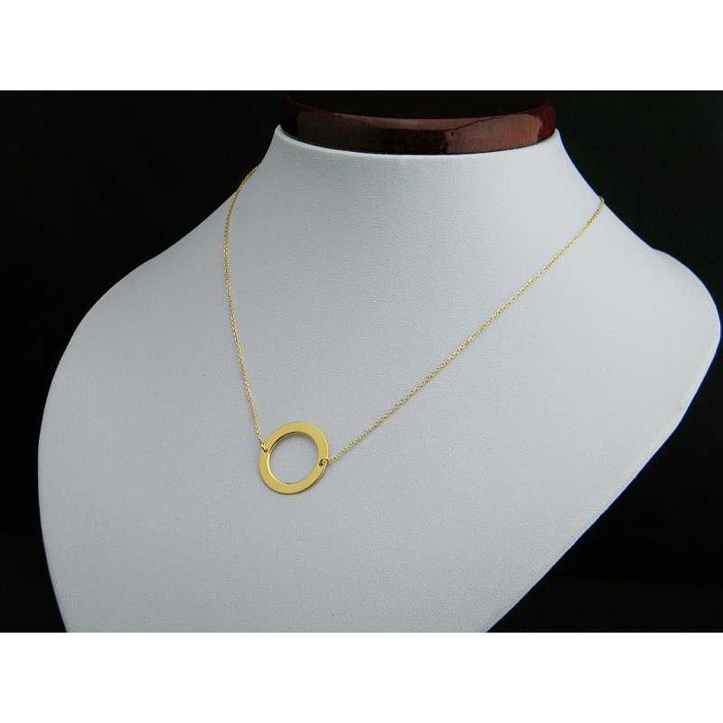 Naszyjnik damski celebrytka duży Ring srebro pozłacane