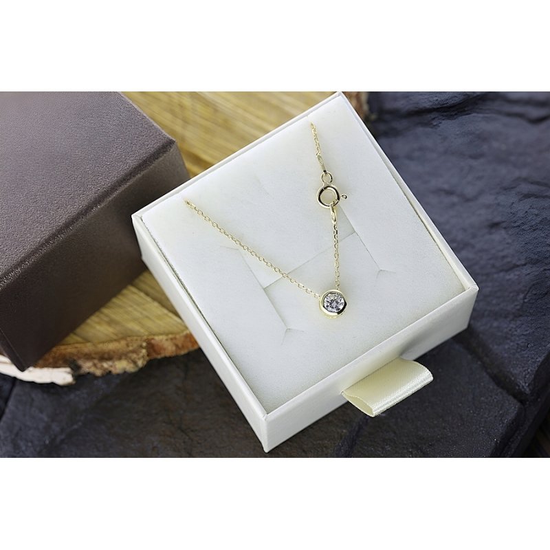 Naszyjnik damski celebrytka z cyrkonią srebro próby 925 pozłacane