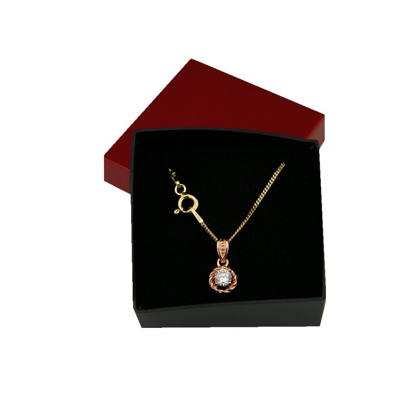 Łańcuszek damski z wisiorkiem cyrkonia srebro próby 925 pozłacane