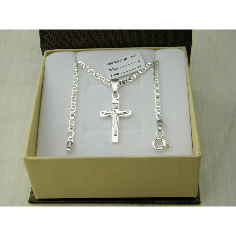 Łańcuszek męski Marina z krzyżykiem szerokość 2,8mm długość 45cm srebro próby 925