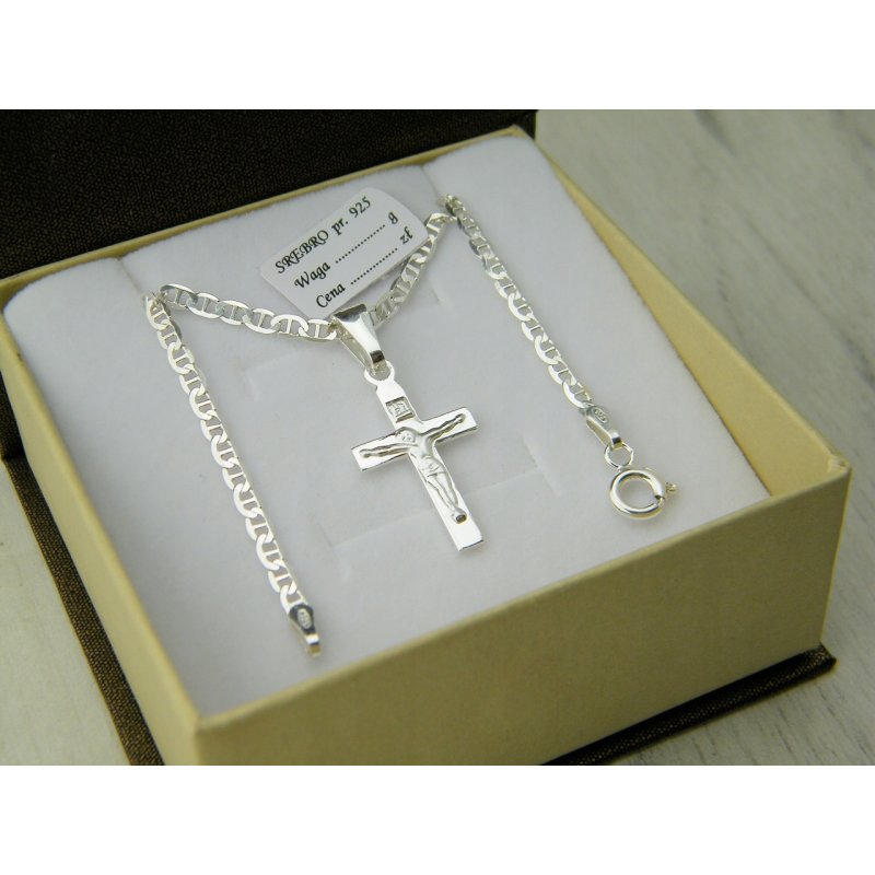 Łańcuszek męski Marina z krzyżykiem szerokość 2,8mm długość 45cm srebro próby 925