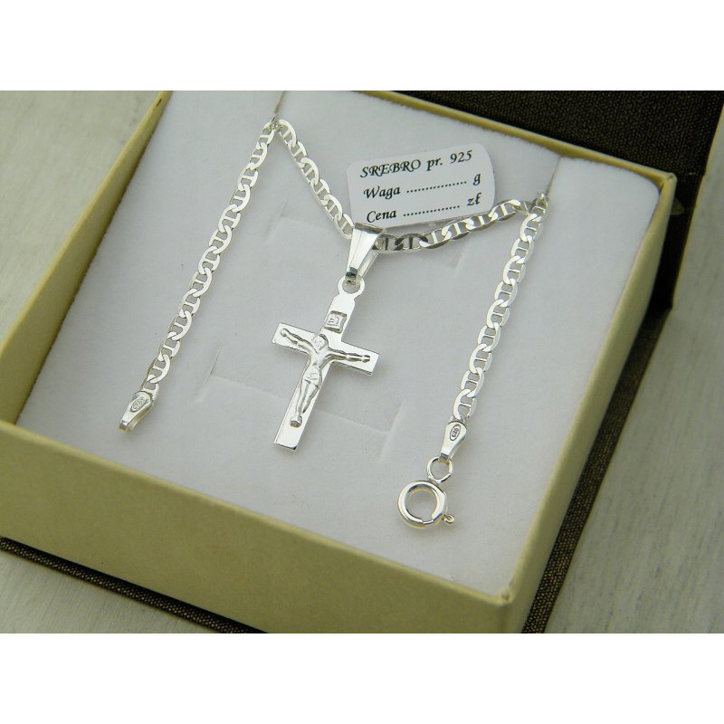 Łańcuszek męski Marina z krzyżykiem szerokość 2,8mm długość 45cm srebro próby 925