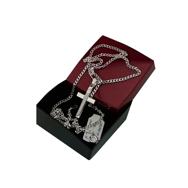 Łańcuszek męski pancerka z krzyżykiem srebro próby 925