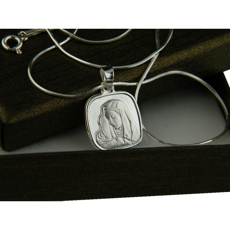 Srebrny łańcuszek damski z medalikiem srebro próby 925