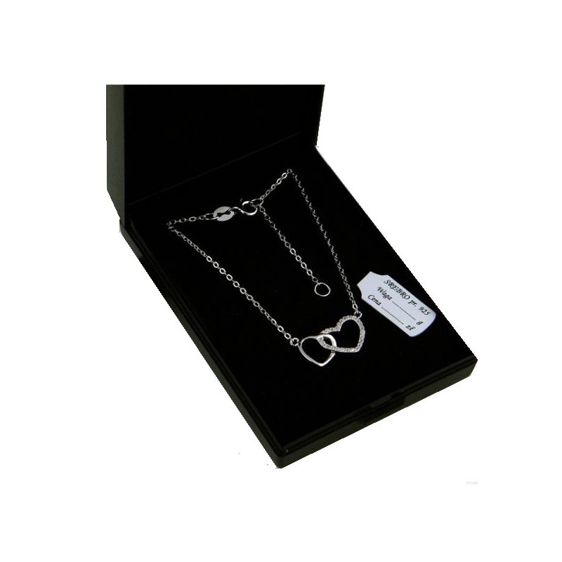 Naszyjnik damski  celebrytka serduszka cyrkonia srebro próby 925