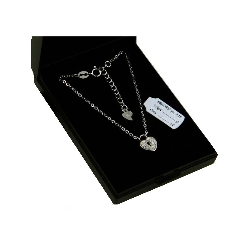 Naszyjnik damski  celebrytka  kłódka cyrkonia srebro próby 925