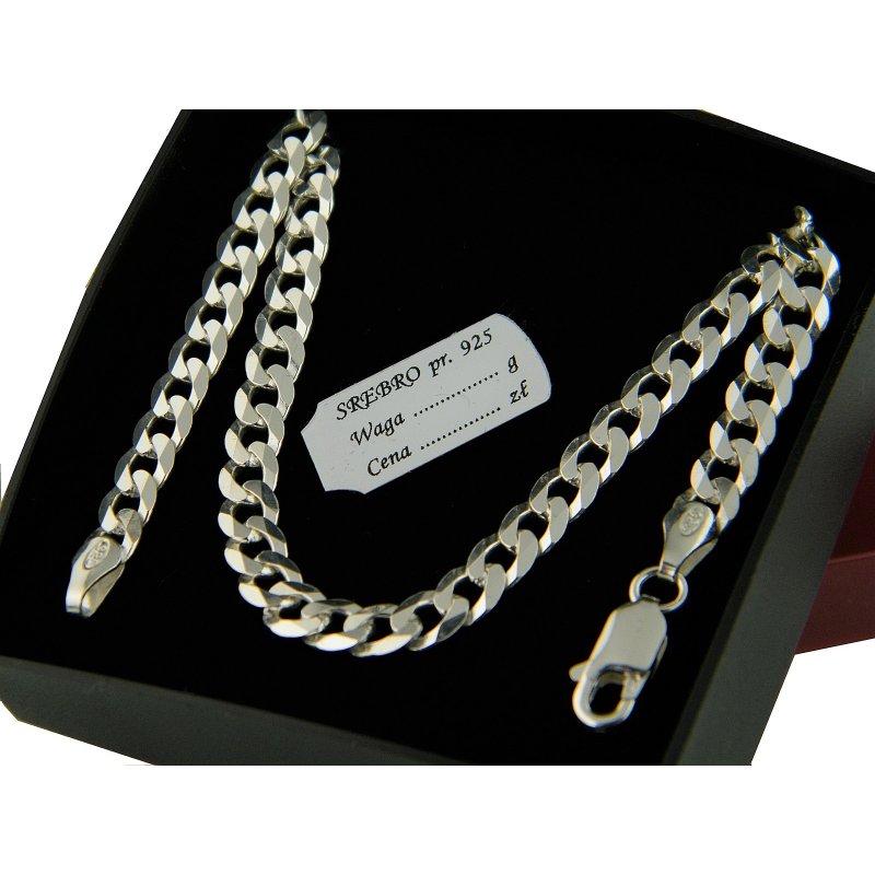 Srebrny męski łańcuszek pancerka długość 50cm szerokość 5mm