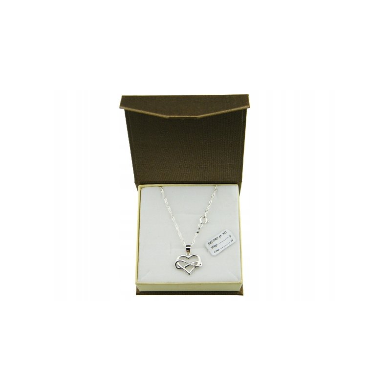 Łańcuszek srebrny z serduszkiem znak niesończoności próby 925