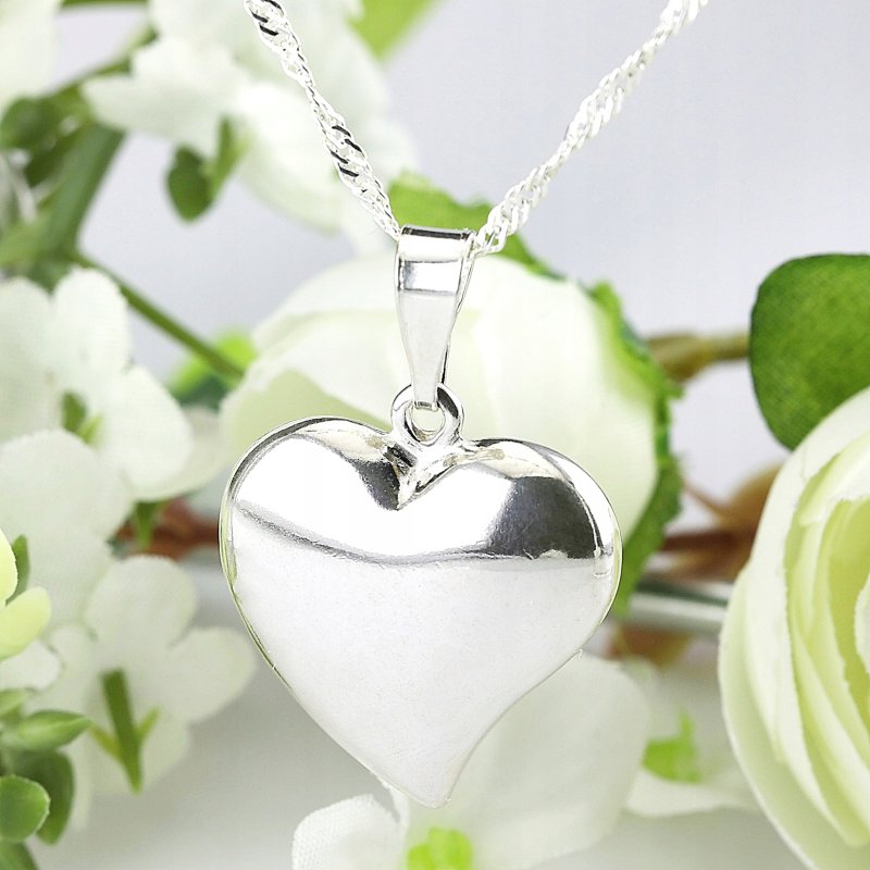 Łańcuszek damski Singapur z serduszkiem długość 60cm srebro próby 925