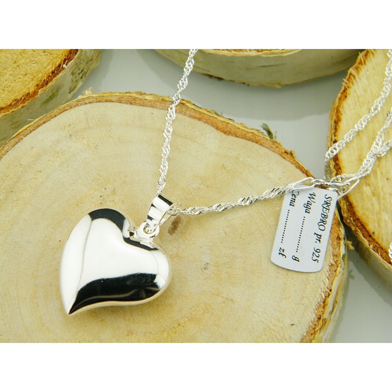 Łańcuszek damski Singapur z serduszkiem długość 60cm srebro próby 925